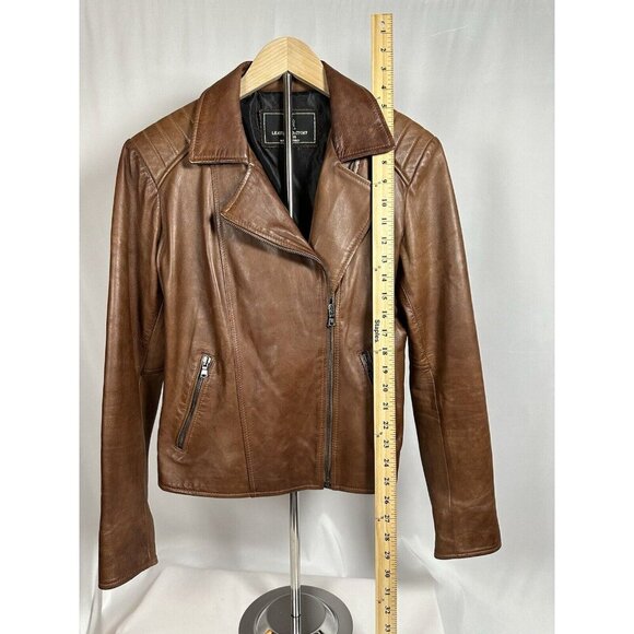 Factory Firenze Soft Italian Leather Women’s Jacket Sz M Zip Front,SleevesPocket - Picture 5 of 12